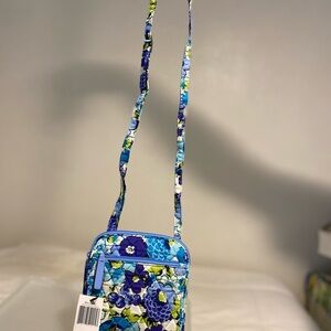 Vera Bradley Blue and Green Quilted Crossbody Bag mini hipster